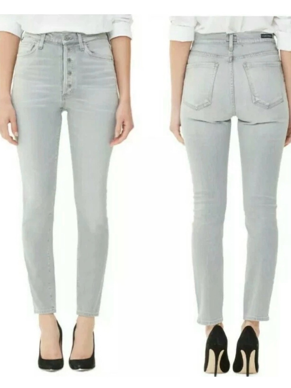 Citizens Of Humanity Olivia High Rise Slim Ankle 25 Zinc Gray Exposed Button Fly